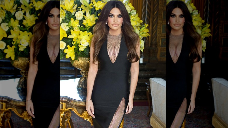 Kimberly Guilfoyle wearing a mesh black dress