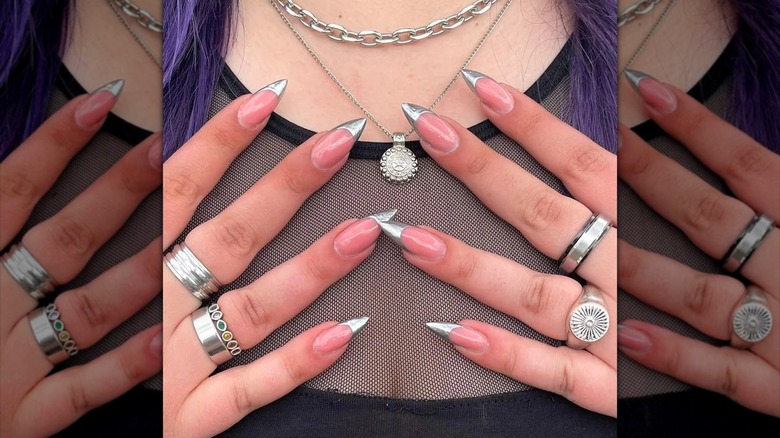 Molten smoky chrome French nails