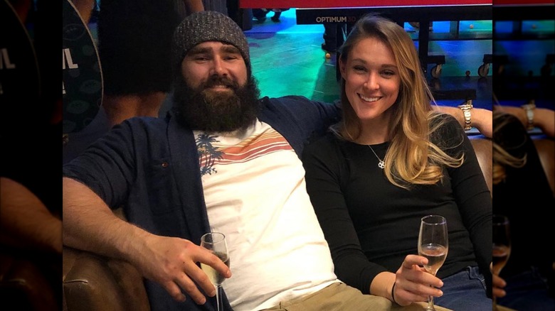 Kylie Kelce and Jason on a couch
