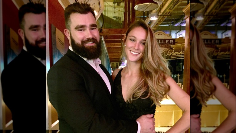 Kylie Kelce and Jason dressed up