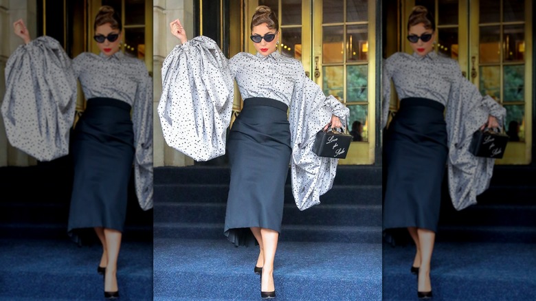 Lady Gaga with large sleeves