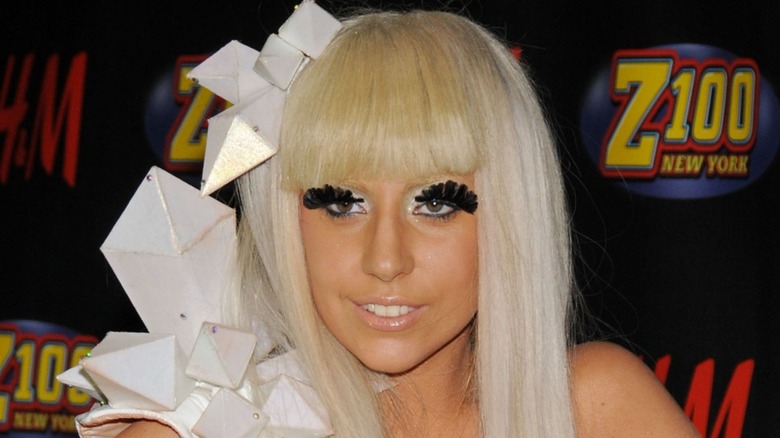 Lady Gaga with false feather lashes