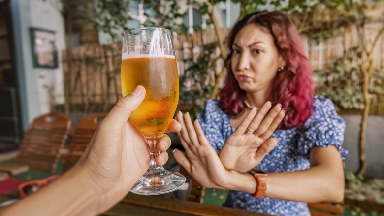 person saying no to alcohol