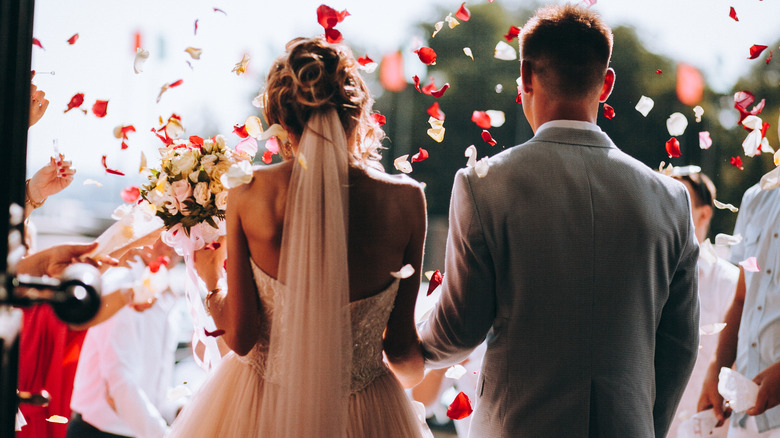 bride and groom after ceremony 