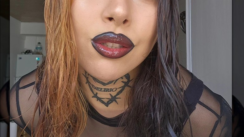 Women with dark latex lips