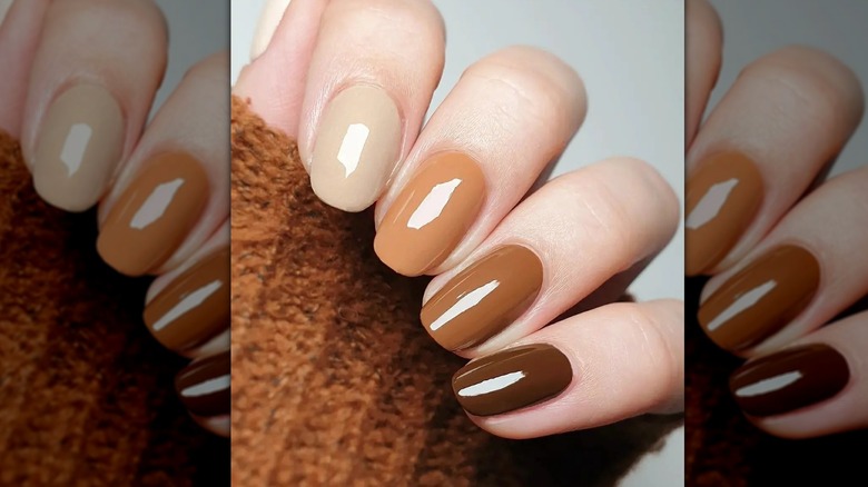 Latte ombré nail design