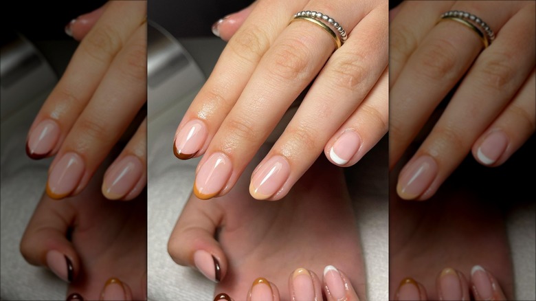 Latte-inspired French manicure