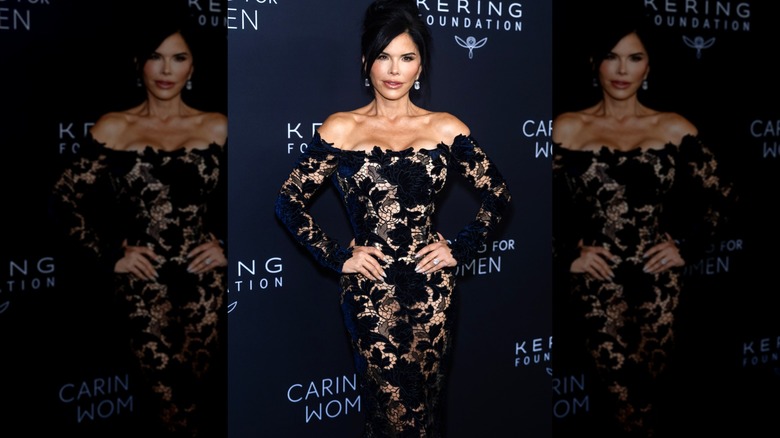 Lauren Sánchez wearing a revealing lace illusion gown at the Kering Foundation gala.