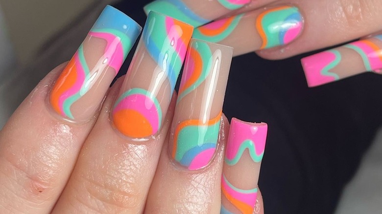 Swirly colorful nail designs
