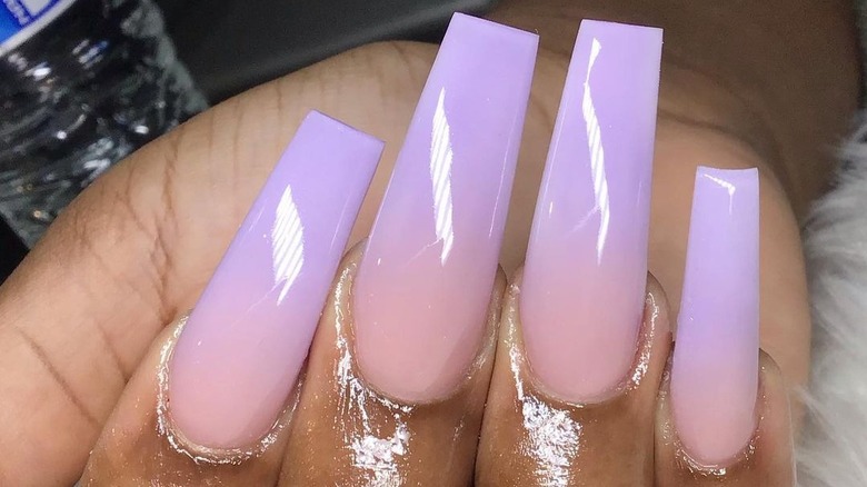 pink to lavender ombre manicure