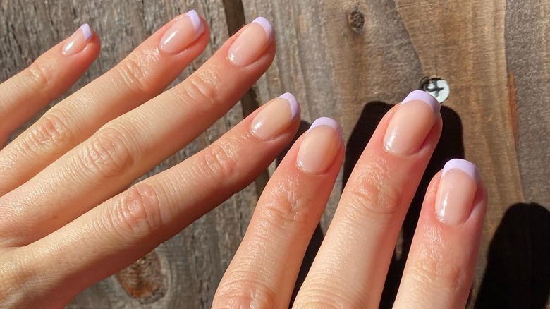 lavender french tip manicure