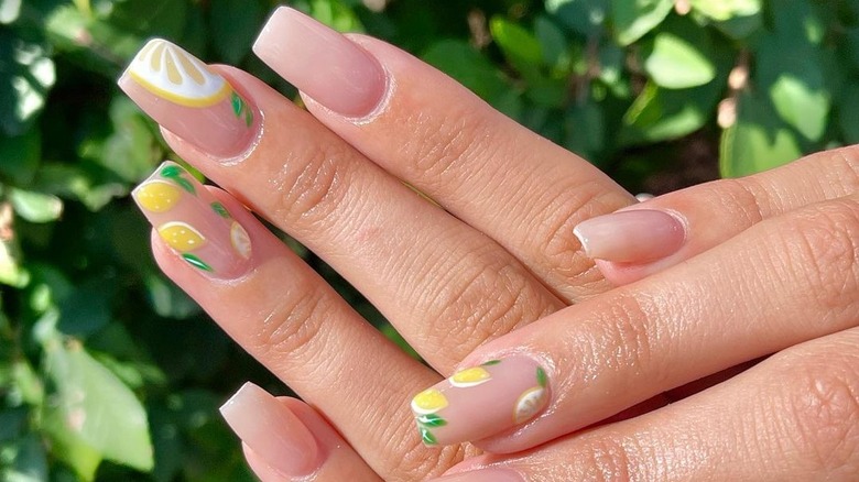 lemon nail art manicure