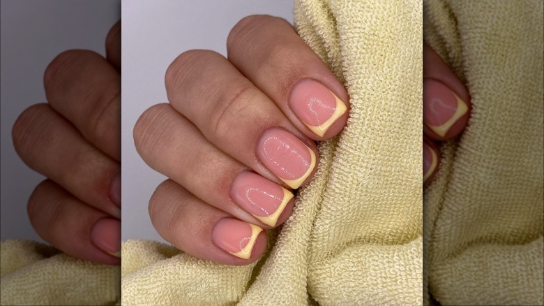 French manicure with yellow tip