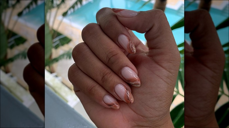  iced coffee nails with half design