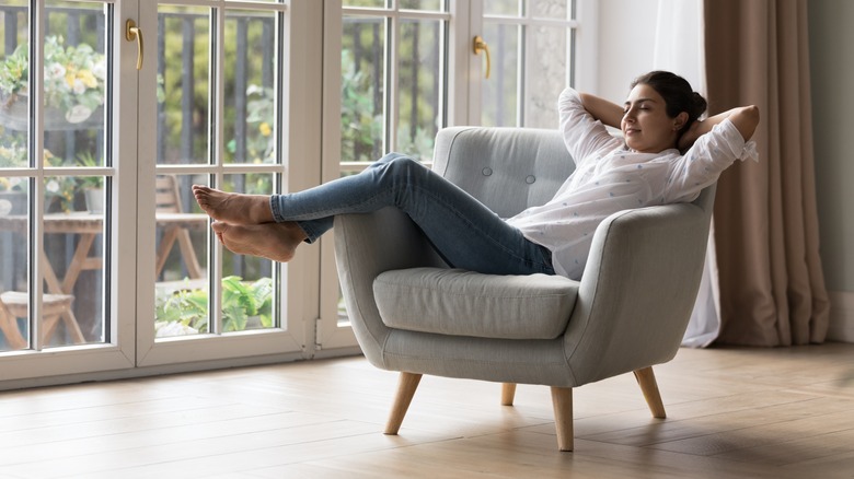 Woman relaxing in chair