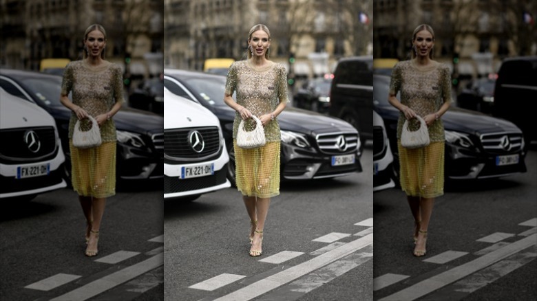 woman wearing lime green sheer dress