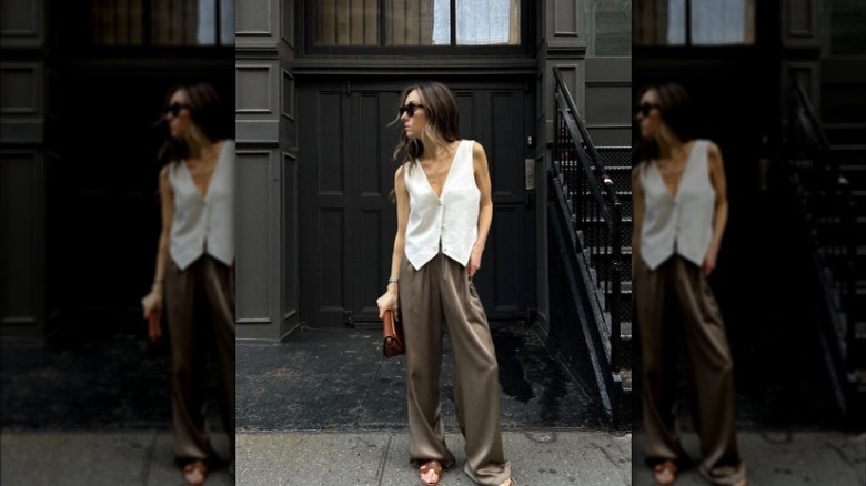 oversized linen vest with trousers