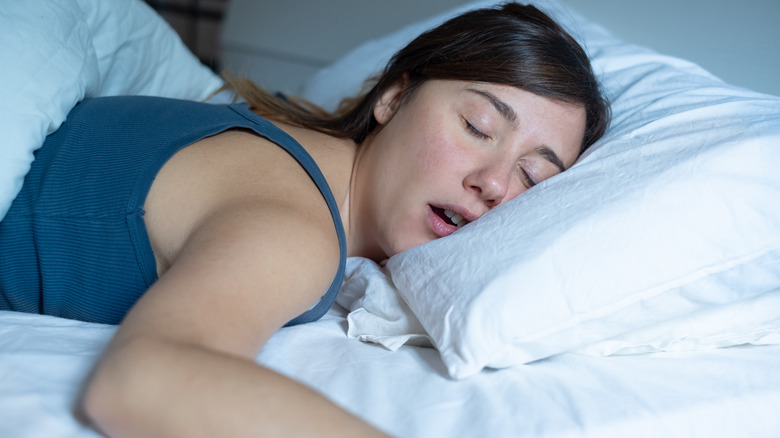 Woman sleeping with mouth open