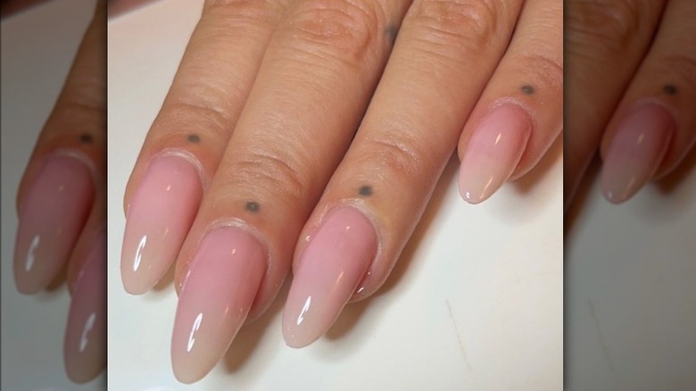 Pink and clear ombré nails