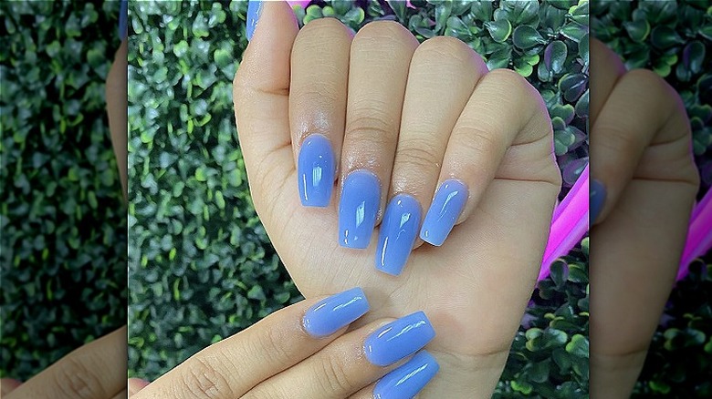 Sheer blue long nails 