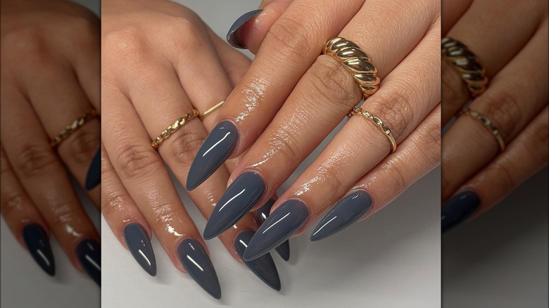 Dark moody gray nails