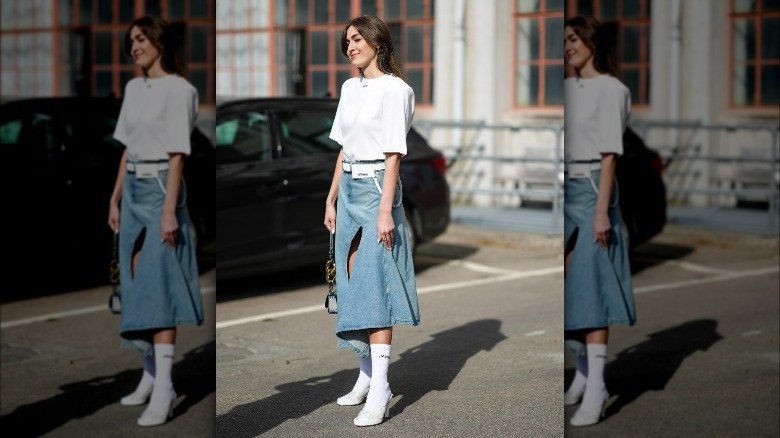 Simple white t-shirt with skirt
