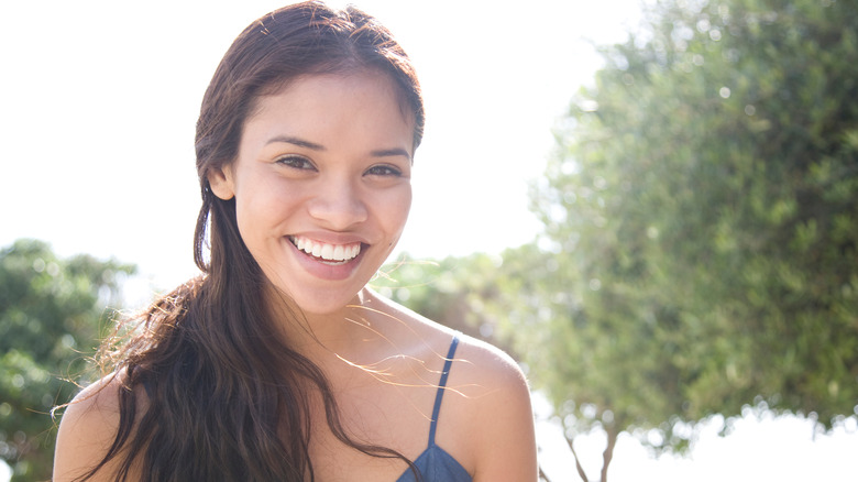 Woman smiling long hair