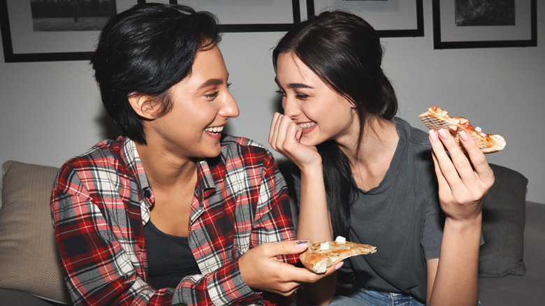 couple eating and laughing