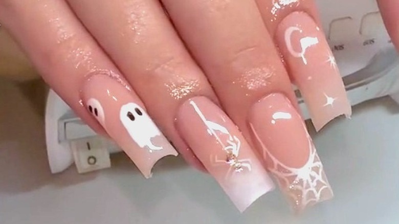 Halloween themed French manicure