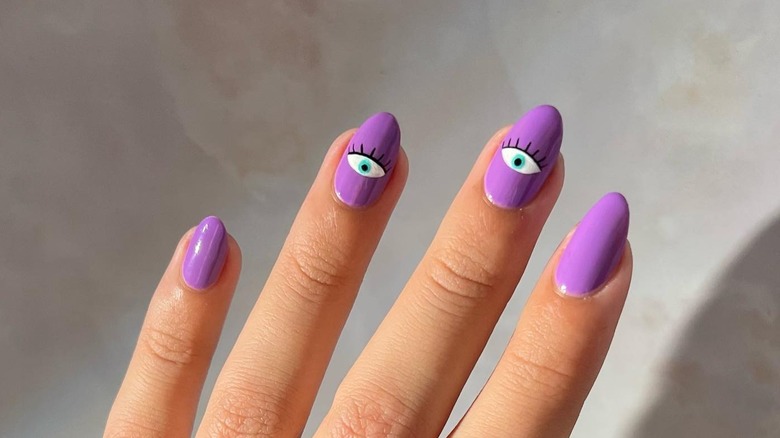 Purple nails with eyes