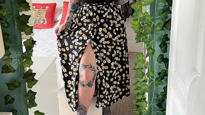 Floral midi skirt