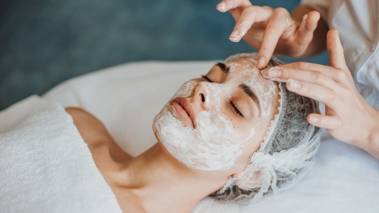 Woman getting a facial