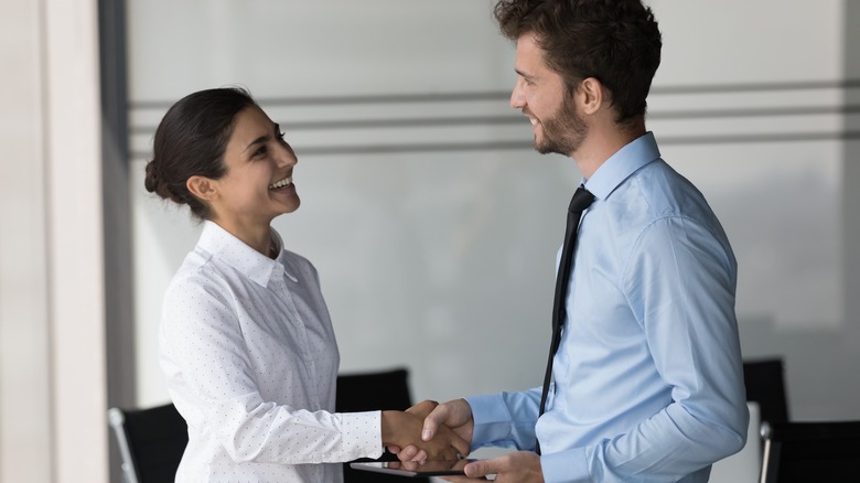 shaking hands at work