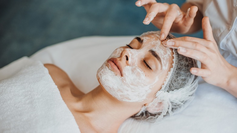 woman getting facial treatment