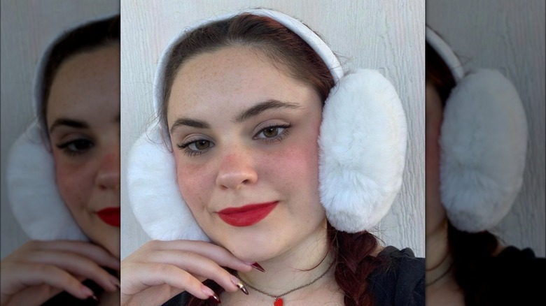 Coquette makeup and ear warmers