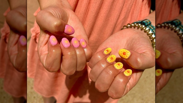 Manicure with sun art