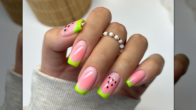 Watermelon manicure 