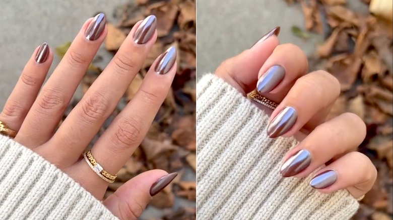 Brown chrome nails