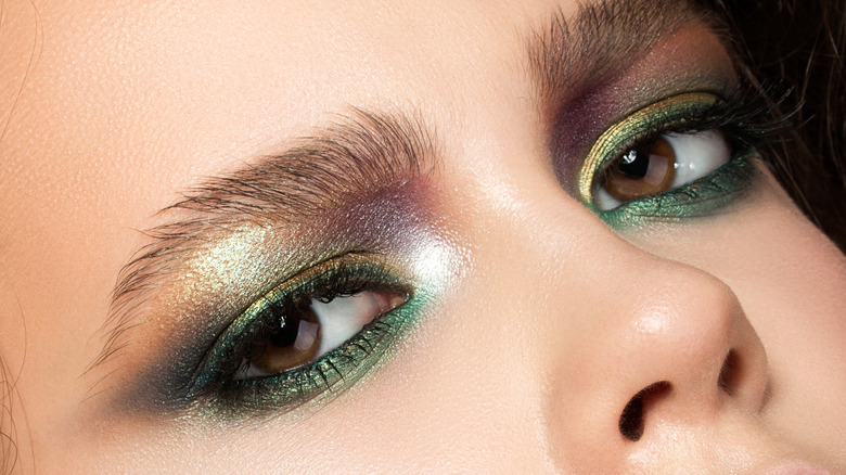 Olive green eyeshadow