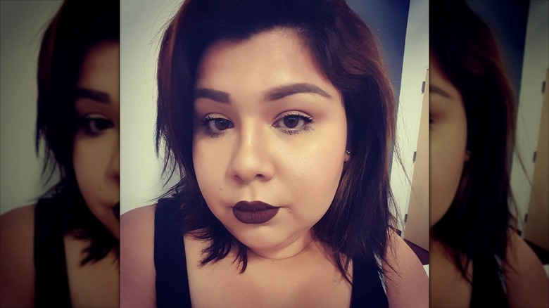 Dark brown lipstick