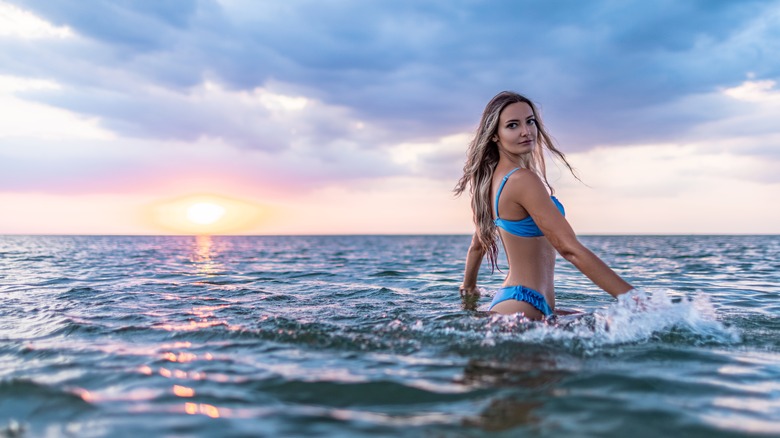 Woman at sunset