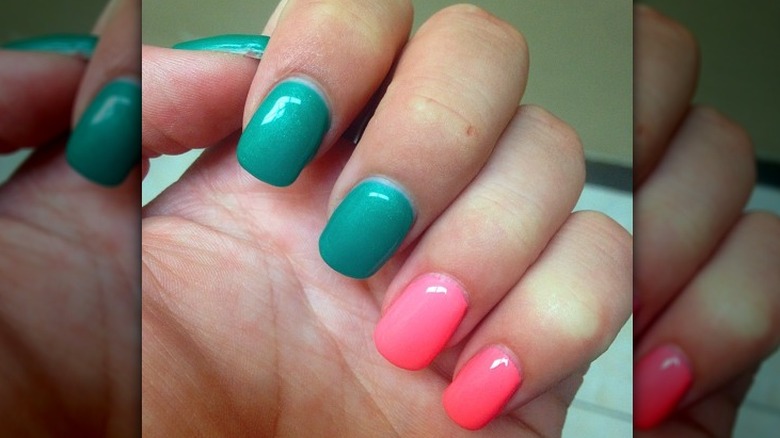 pink and green nails