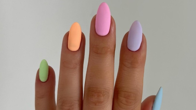 multi-colored matte manicure