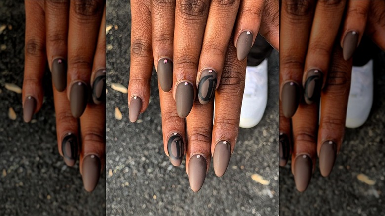 Woman with crystal nails