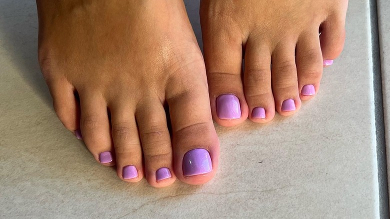 Mauve nail polish pedicure