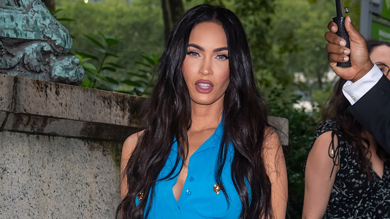 Megan Fox in a blue outfit