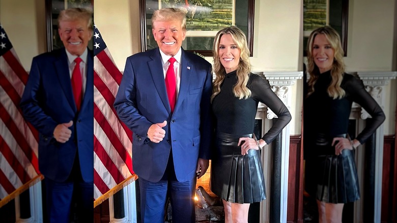 Megyn Kelly wears a black leather mini-skirt while posing with Donald Trump.