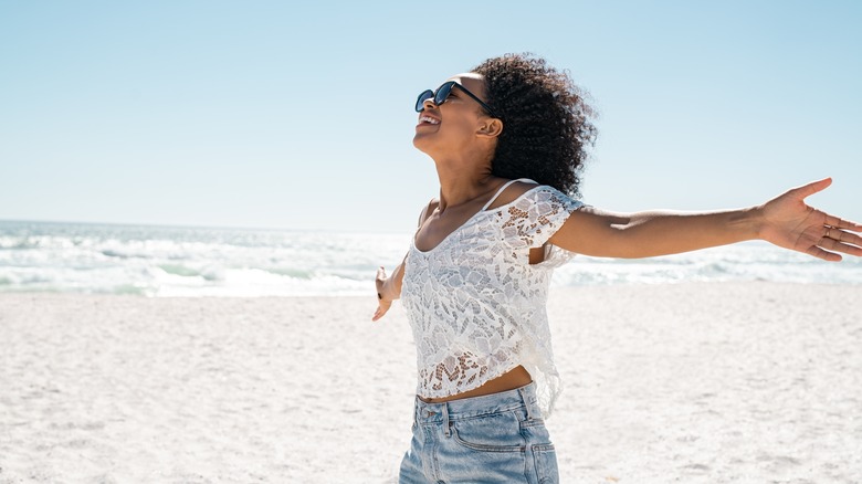 happy woman at the beach