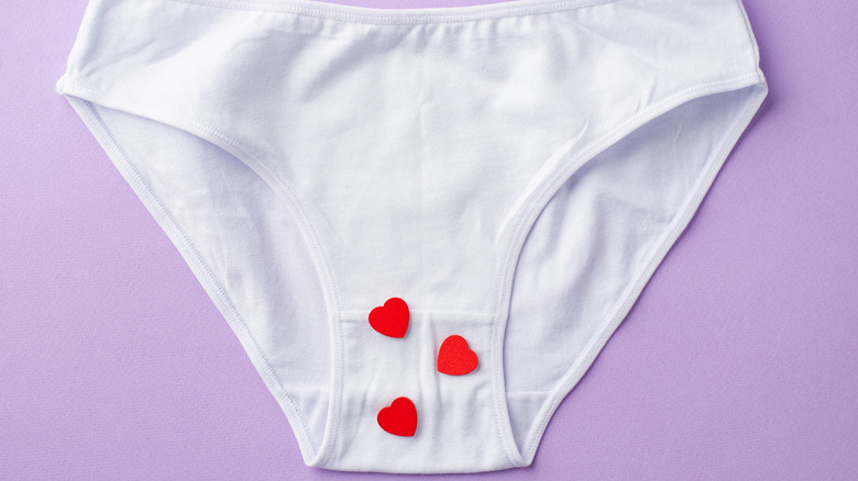 Red hearts on undies