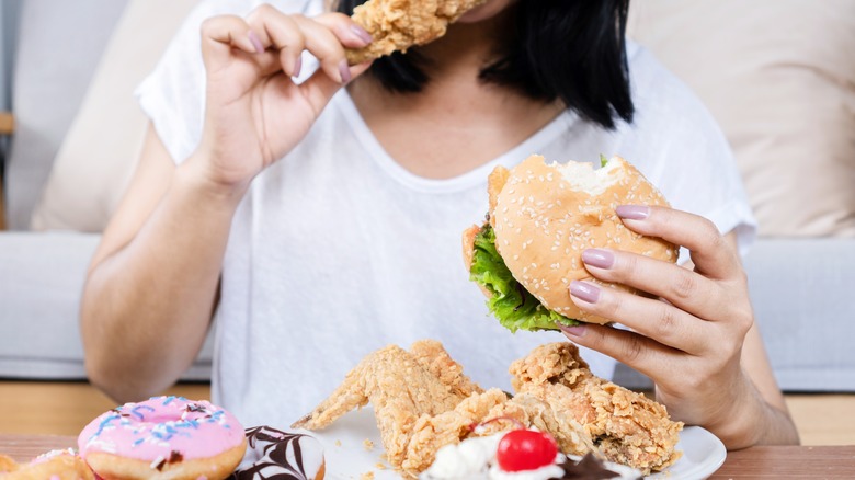 woman stress eating